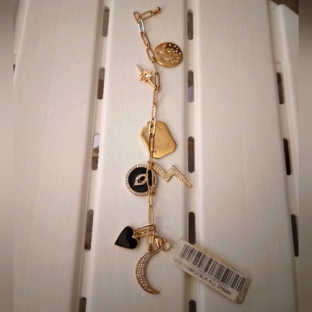 Gold Charm Bracelet with Evil Eye